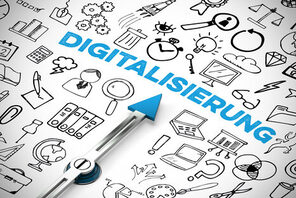 Blaue Schrift Digitalisierung © AdobeStock Robert Kneschke