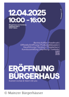 Flyer zur Eröffnung des neuen Bürgerhauses