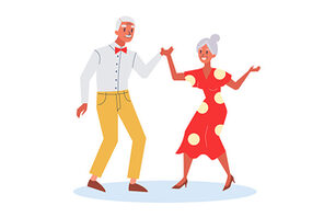 Grafik eines tanzenden Seniorenpaars &copy; AdobeStock / inspiring.team