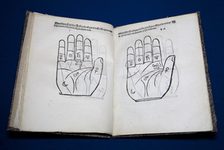 Bildergalerie Gutenberg-Museum "Buchgeschichte" Book about palmistry (Augsburg, 1519). Fate, health, personality – in the ancient world and during the Middle Ages, palmistry was a highly esteemed secret science for determining the destiny of a person (Augsburg, 1519).