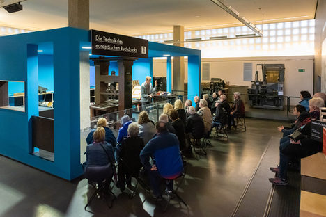 The Gutenberg workshop with the historic printing press.